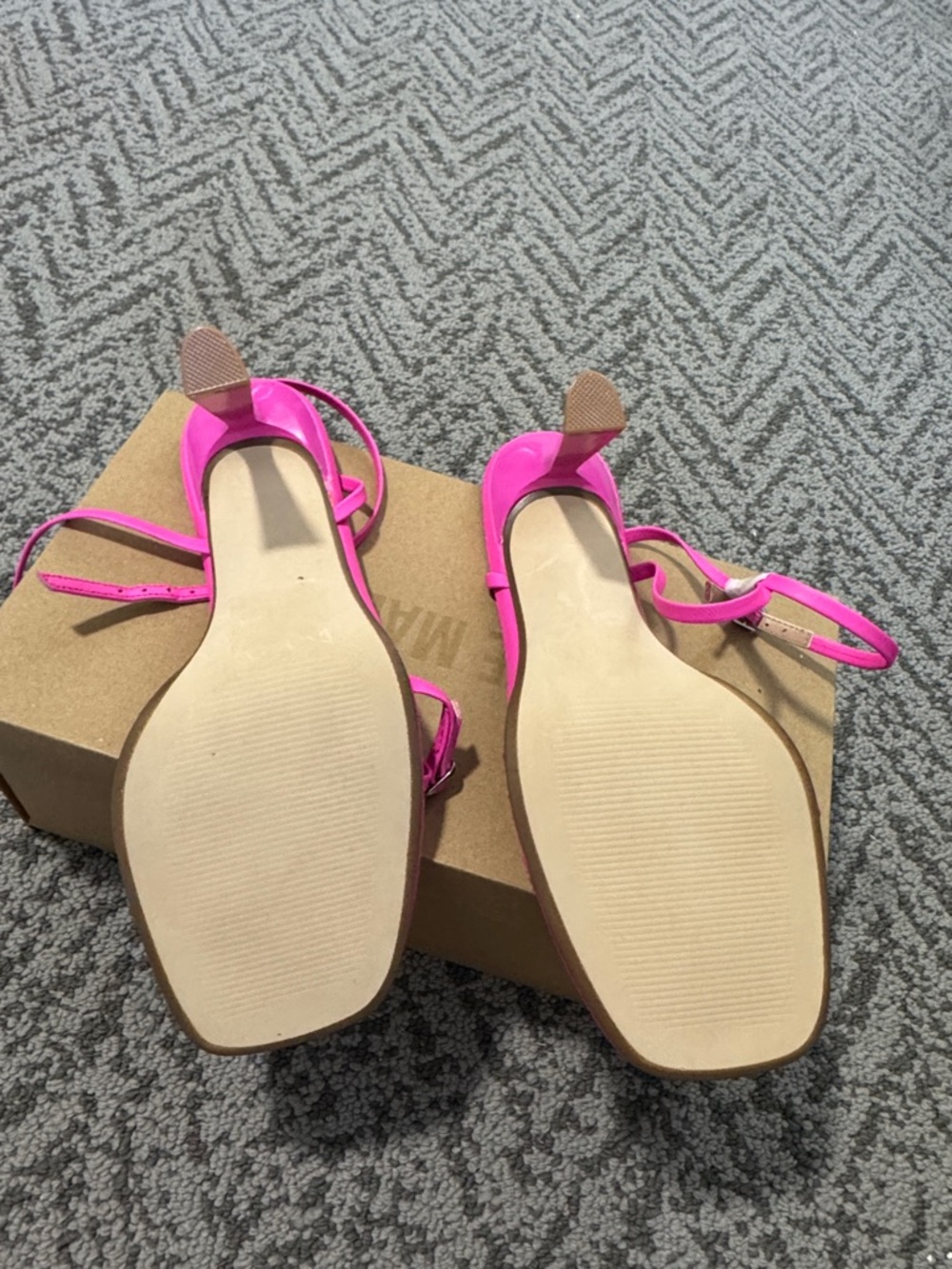 Steve Madden Neon Pink Strappy Square-Toe Heels - Picture 7 of 12